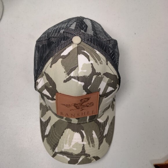Banshee Logo Cap Hap Gray Mesh Green Camo Snap Back Camouflage Bird - Picture 4 of 11
